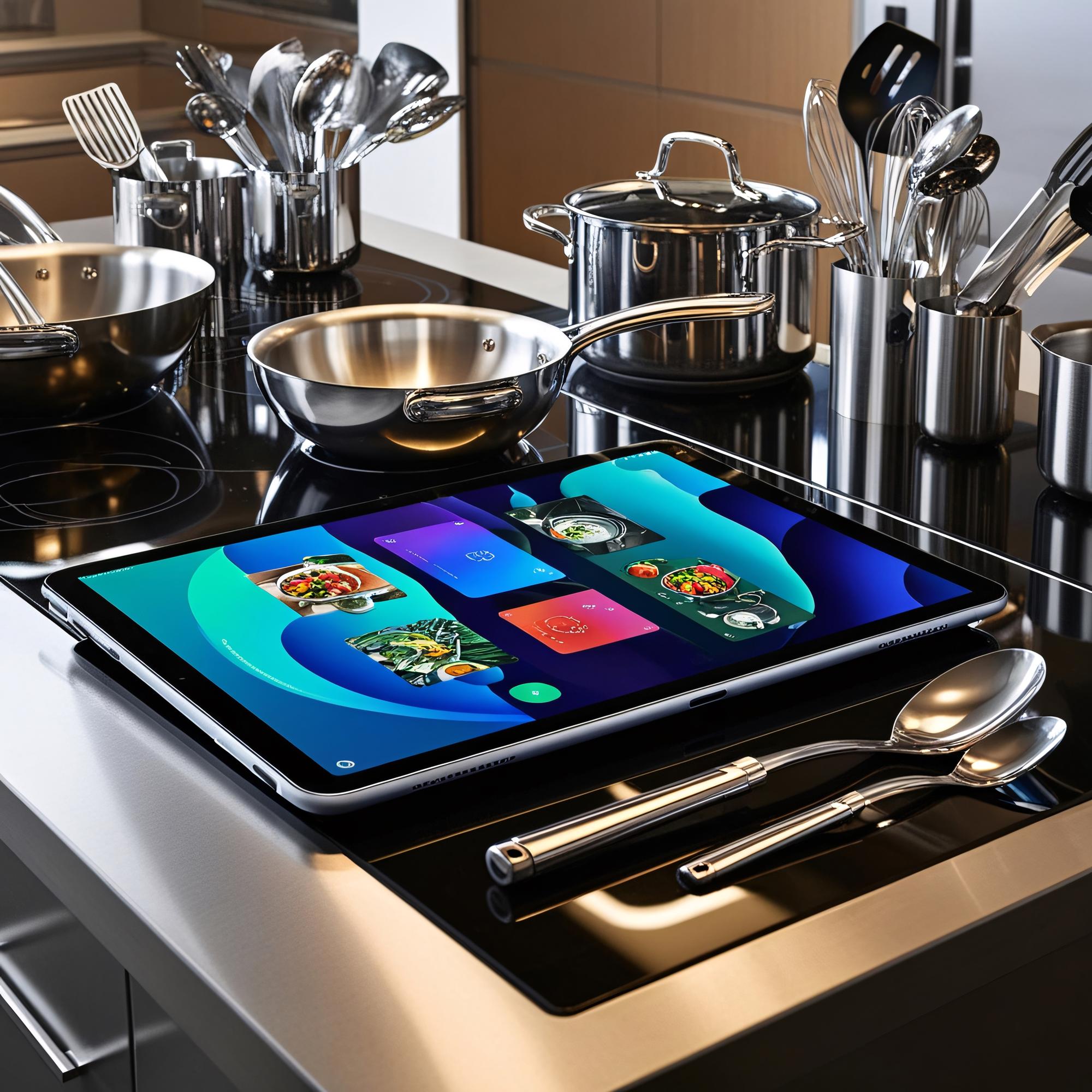 modern kitchen workspace with utensils